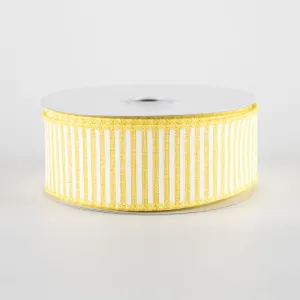 1.5" Royal Canvas Pinstripe Ribbon: Yellow & White (10 Yards)