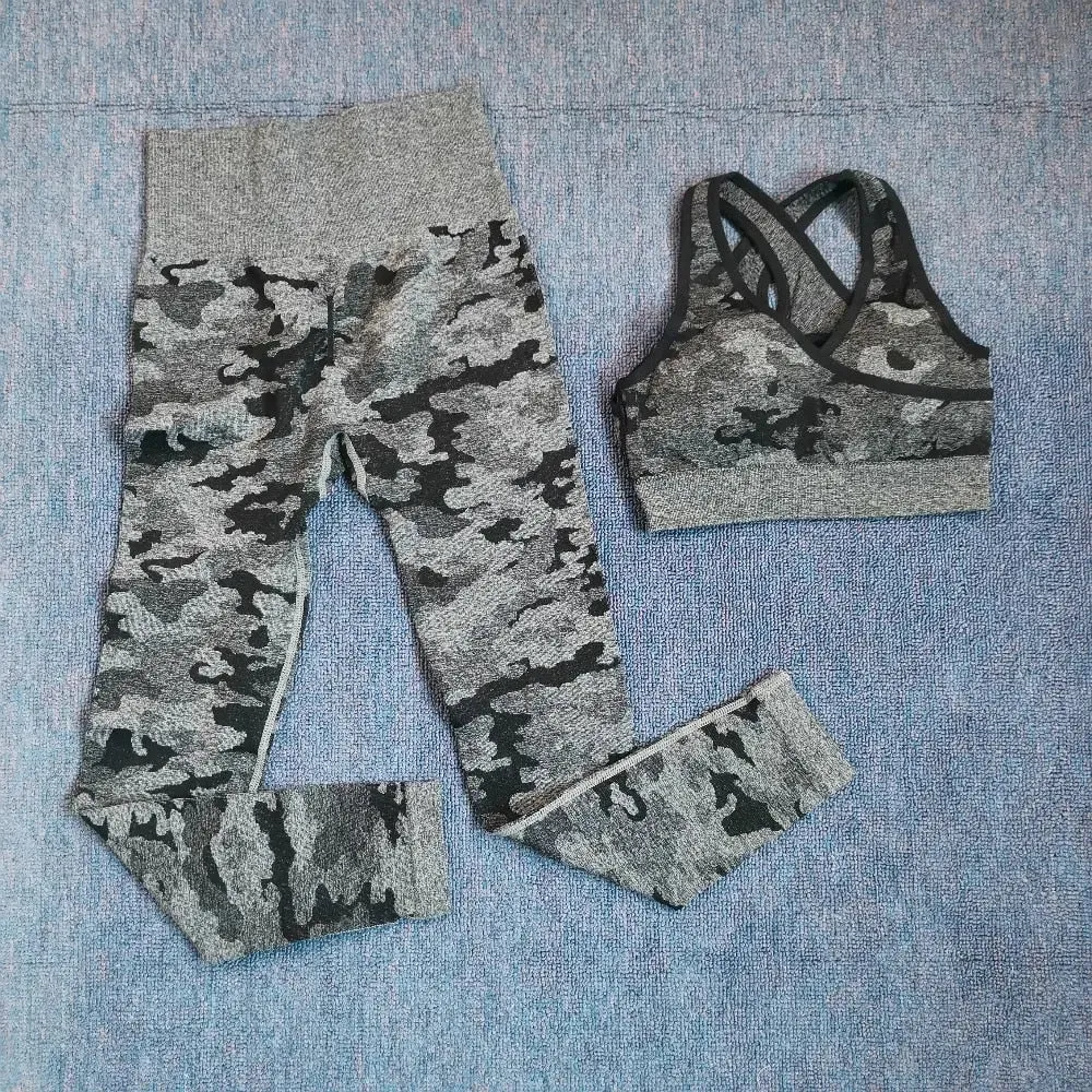 3PCS/Set Camouflage Yoga Set Women Seamless Fitness Yoga Bra Sports Bra High Waist GYM Camo leggings Pants Fitness Suits Workout