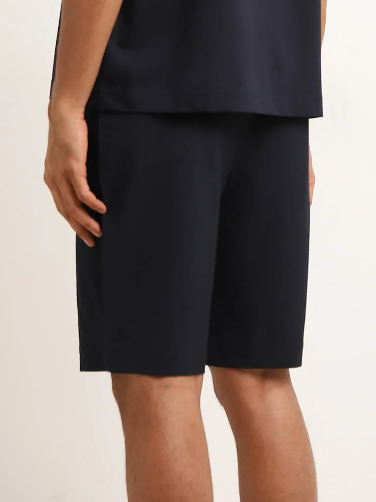 Ascot Navy Relaxed Fit Mid Rise Shorts