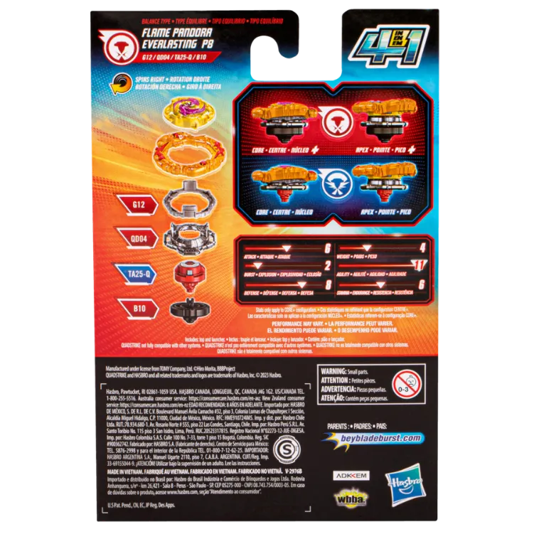 Beyblade Burst Quadstrike Flame Pandora Everlasting P8 Starter Pack