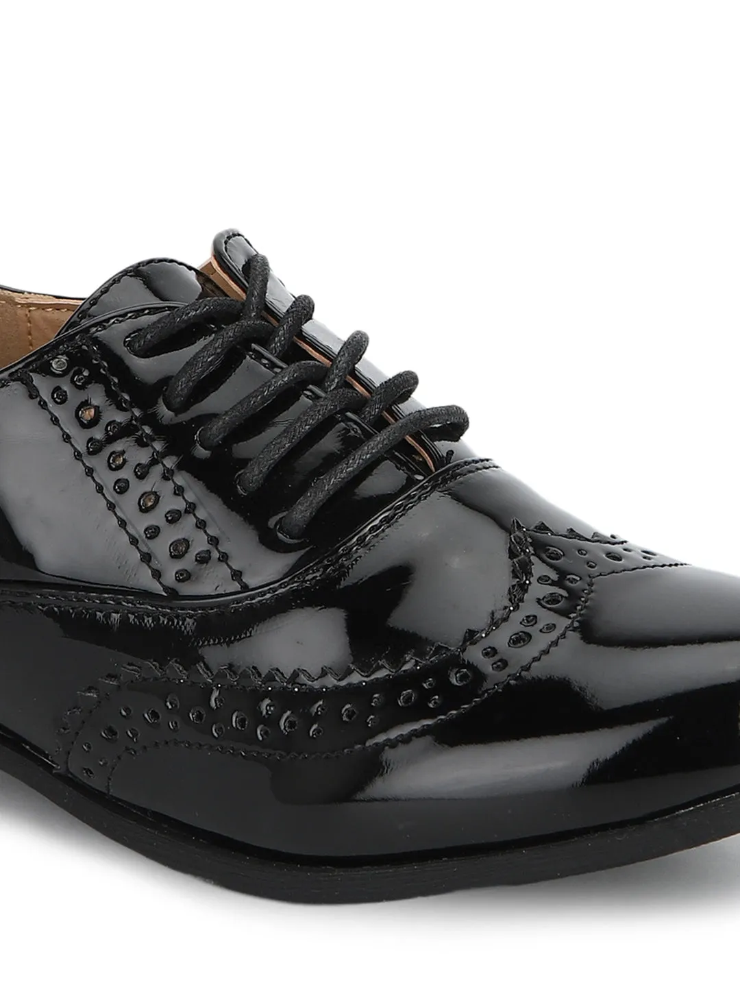 Black Pat Patterned Lace-up Brogues Sneakers