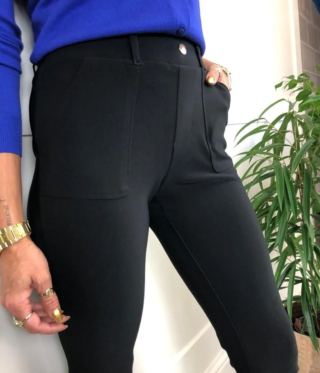 Black Ponte Stretch Trousers 8 10