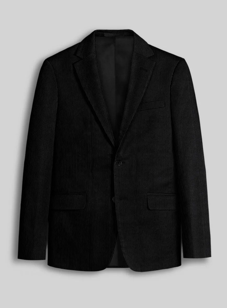 Black Stretch Pin Corduroy Suit