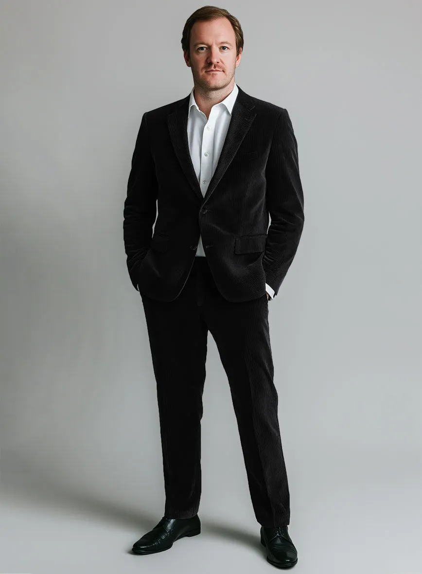 Black Stretch Pin Corduroy Suit