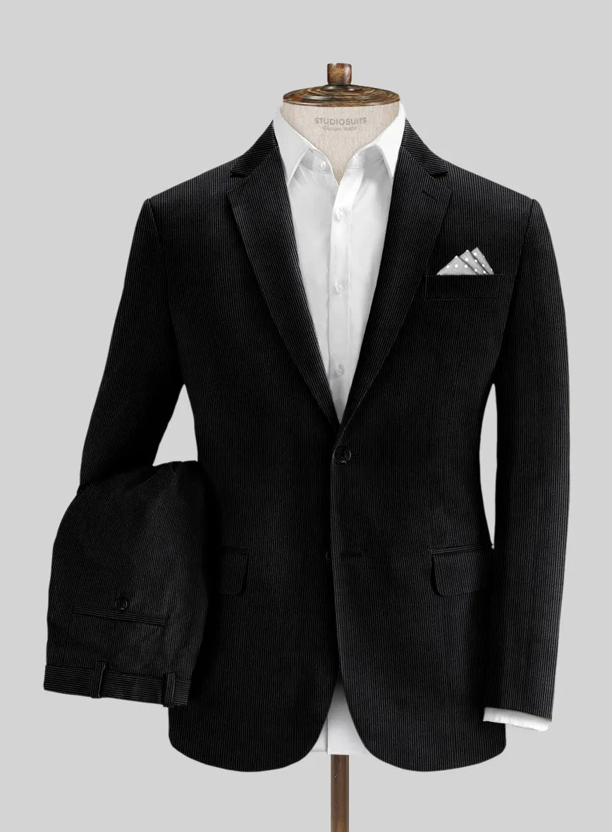 Black Stretch Pin Corduroy Suit