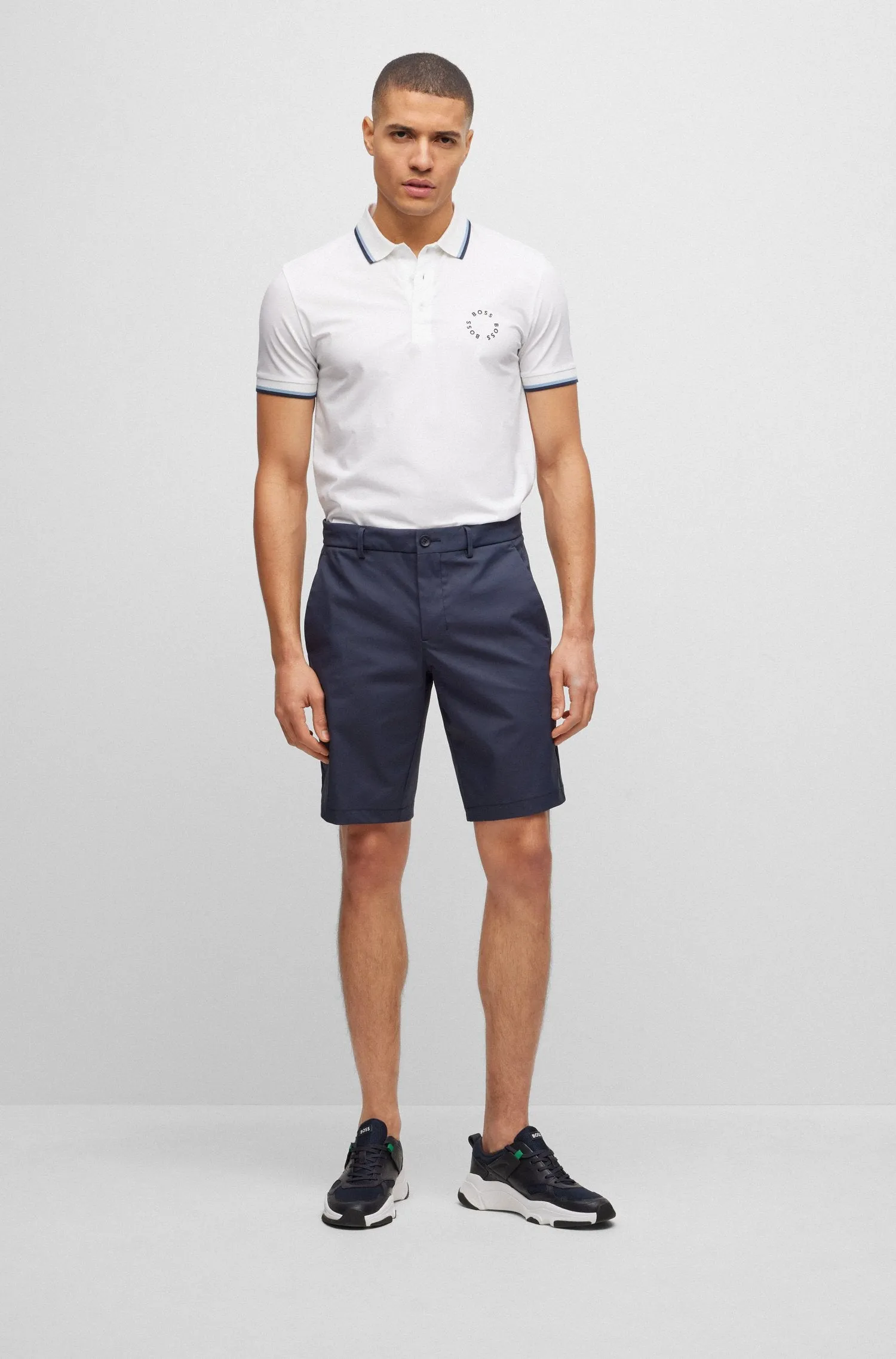 Boss Water Reppelent Slim-Fit Twill Shorts - Blue