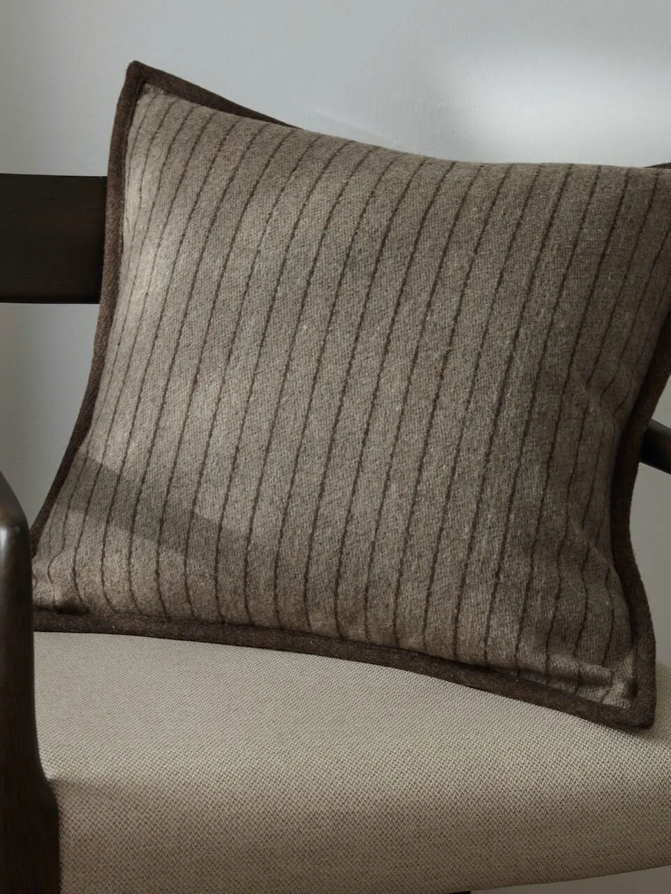 Brown Stripe Wool Cushion Cover 50 x 50 cm