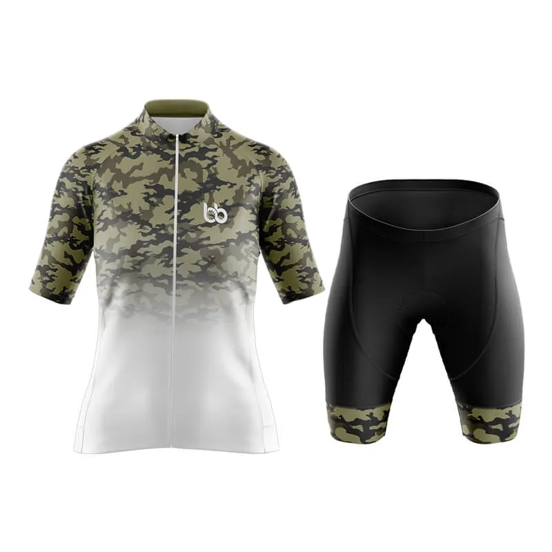 Camouflage Neck Aero Cycling Kit (V3) (Green-White)