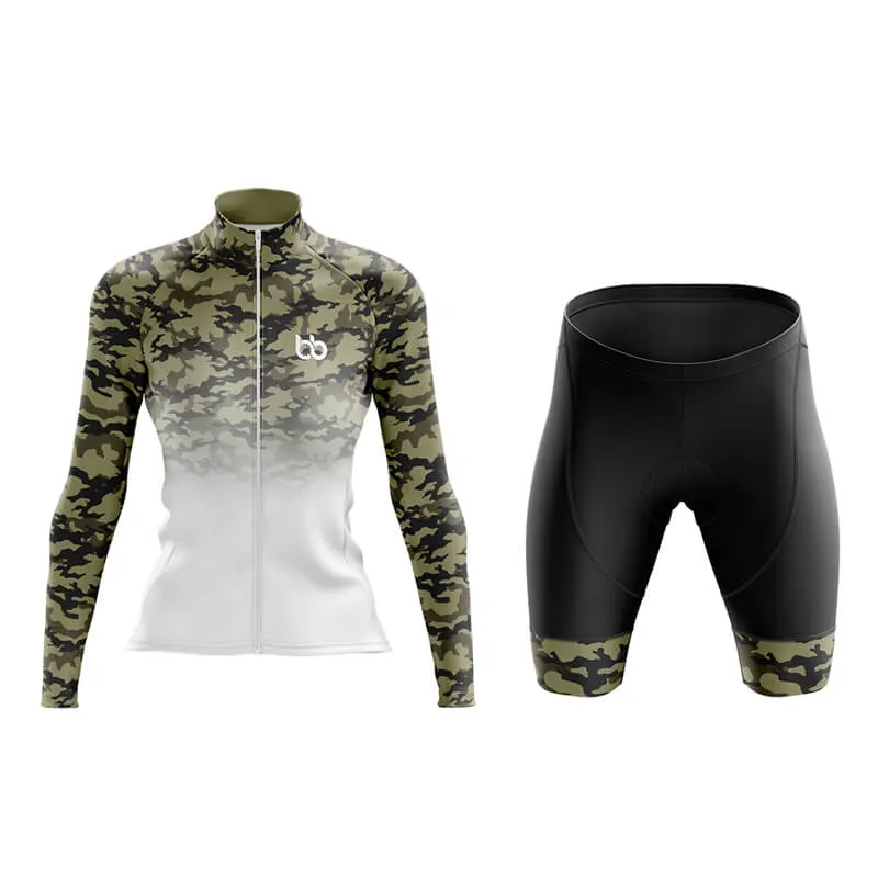 Camouflage Neck Aero Cycling Kit (V3) (Green-White)