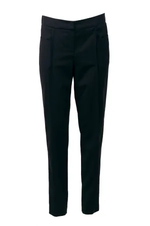 Classic fit black stretch wool-blend pants