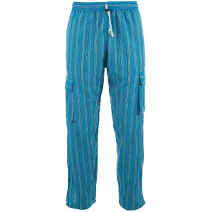 Cotton Combat Trousers Pant - Blue Stripe