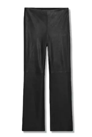 Cropped Stretch Leather Trousers Black