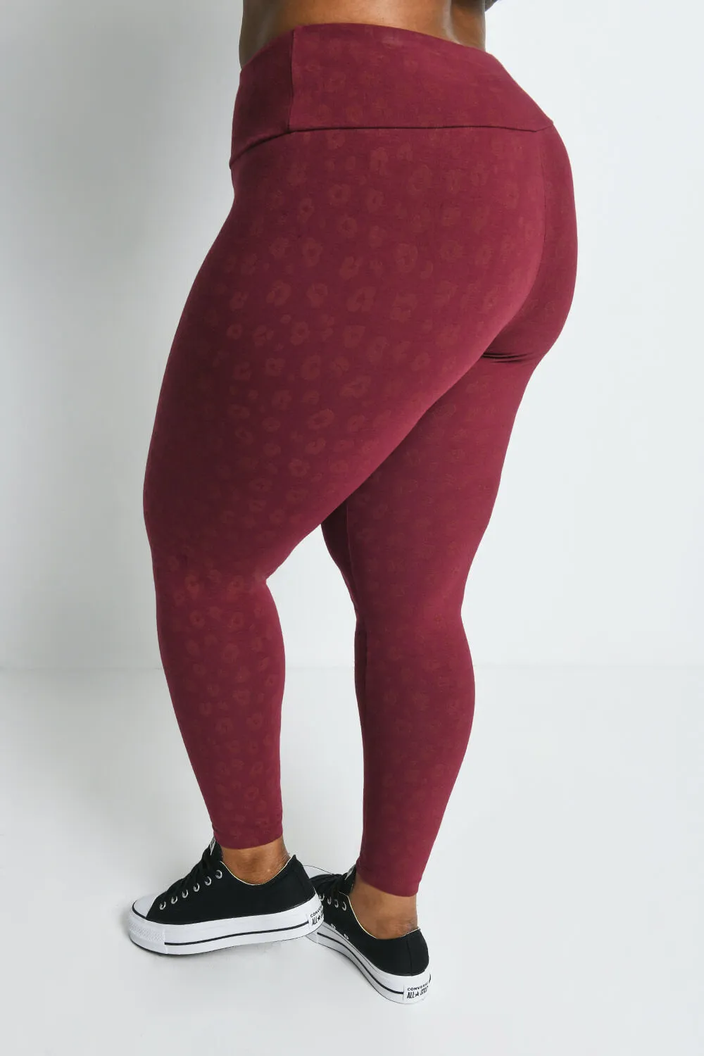 Curve Everyday High Waisted Leggings - Burgundy Animal Print