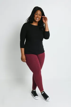 Curve Everyday High Waisted Leggings - Burgundy Animal Print