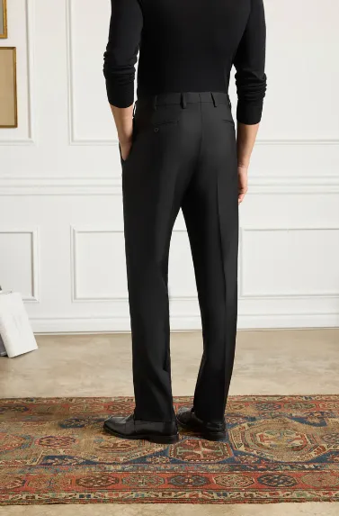 Devon Flat Front Wool Serge Trousers