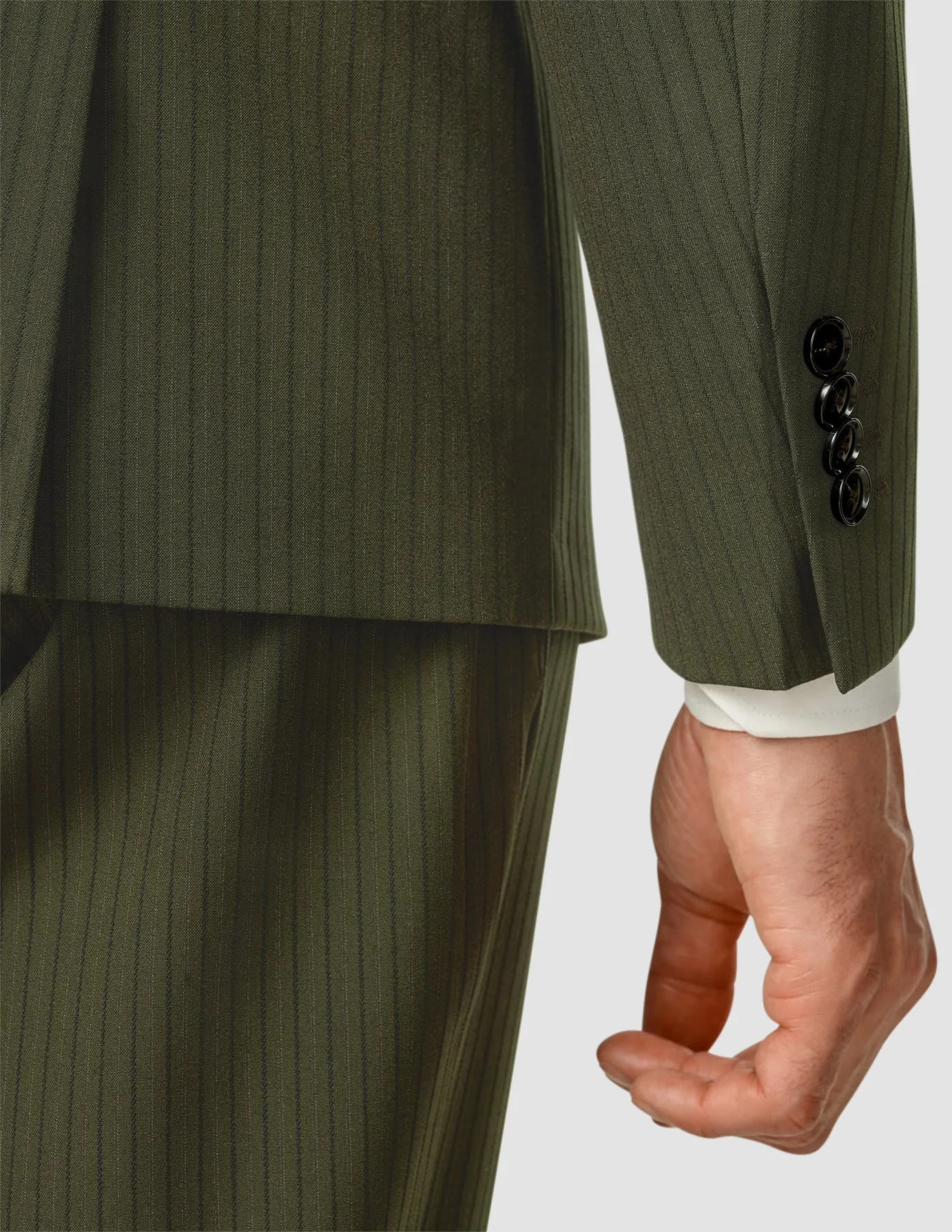 Essential Suit Moss Green Pinstripe