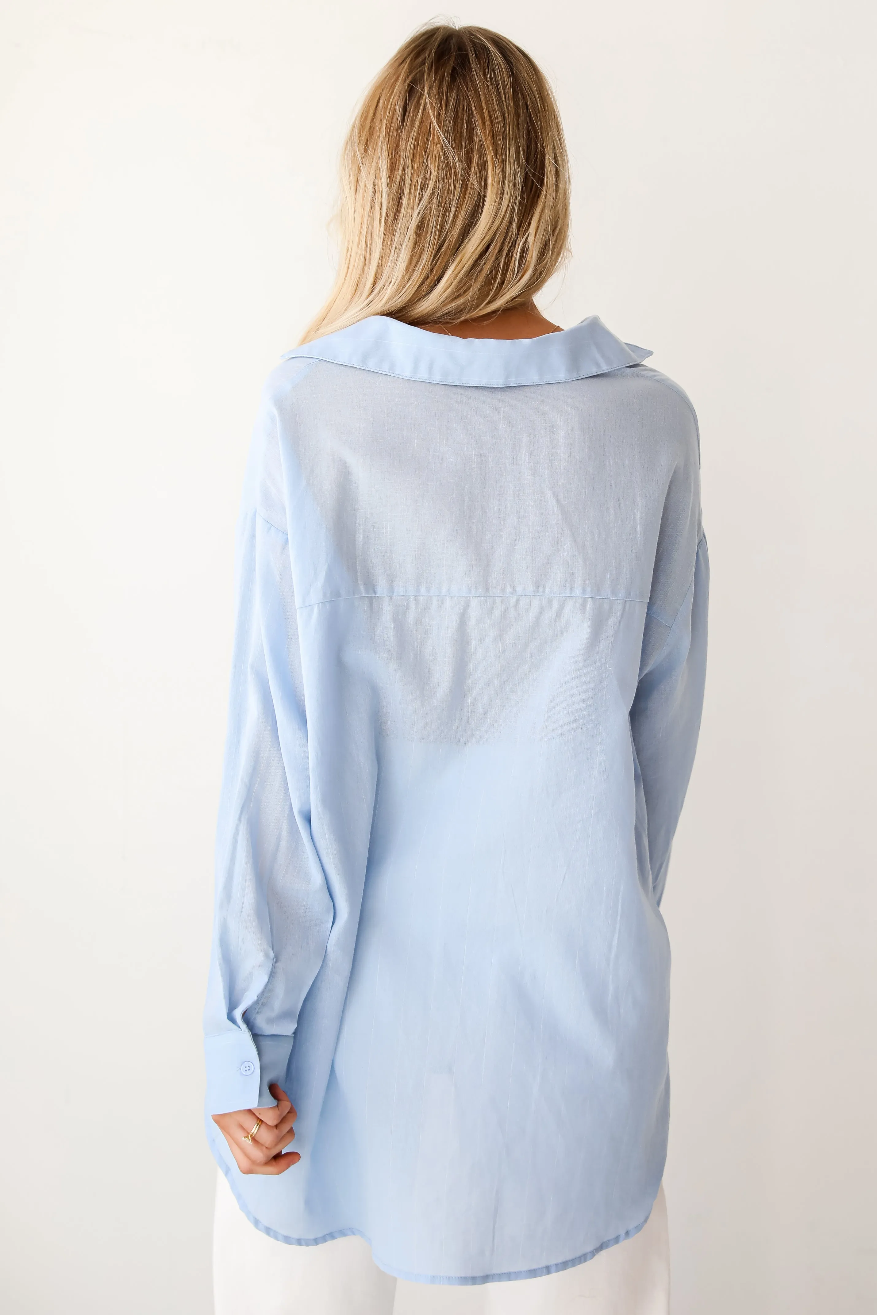 FINAL SALE - Natural Sweetheart Pinstripe Oversized Button-Up Blouse