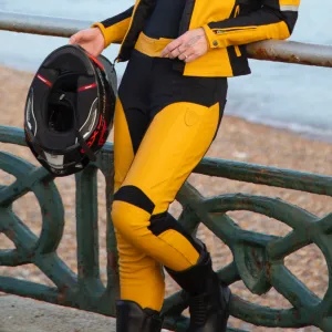 Fiona Yellow Leather Trousers