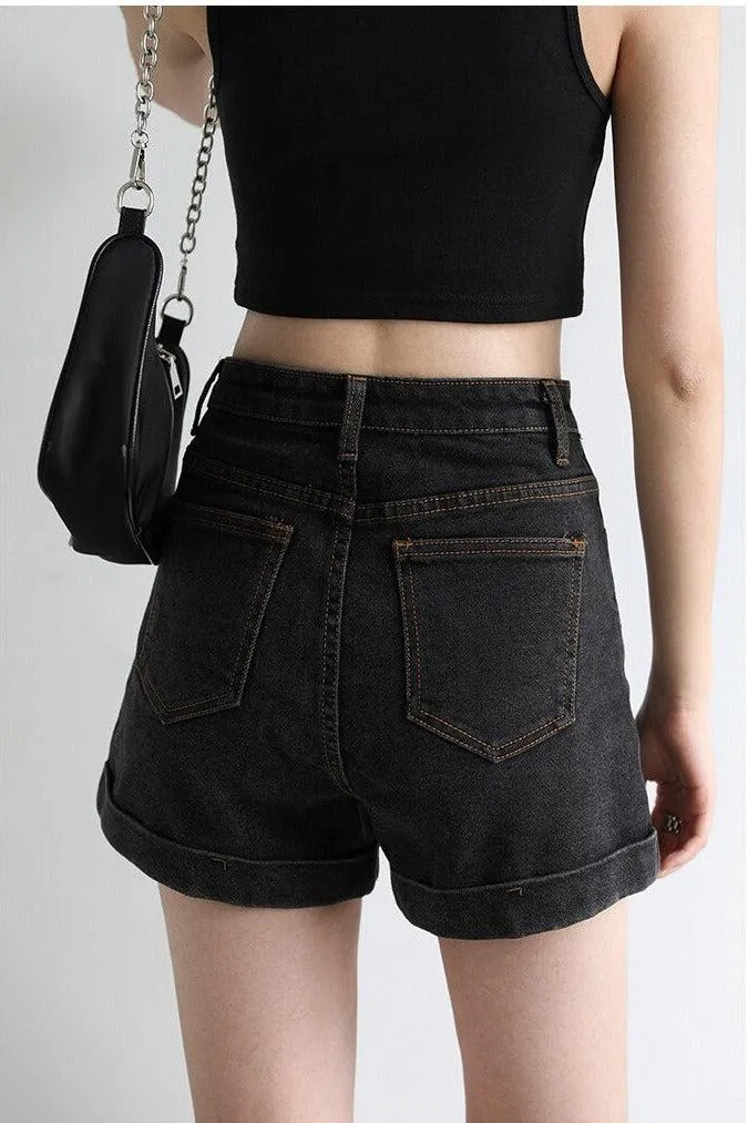 Grunge Black Jean Shorts