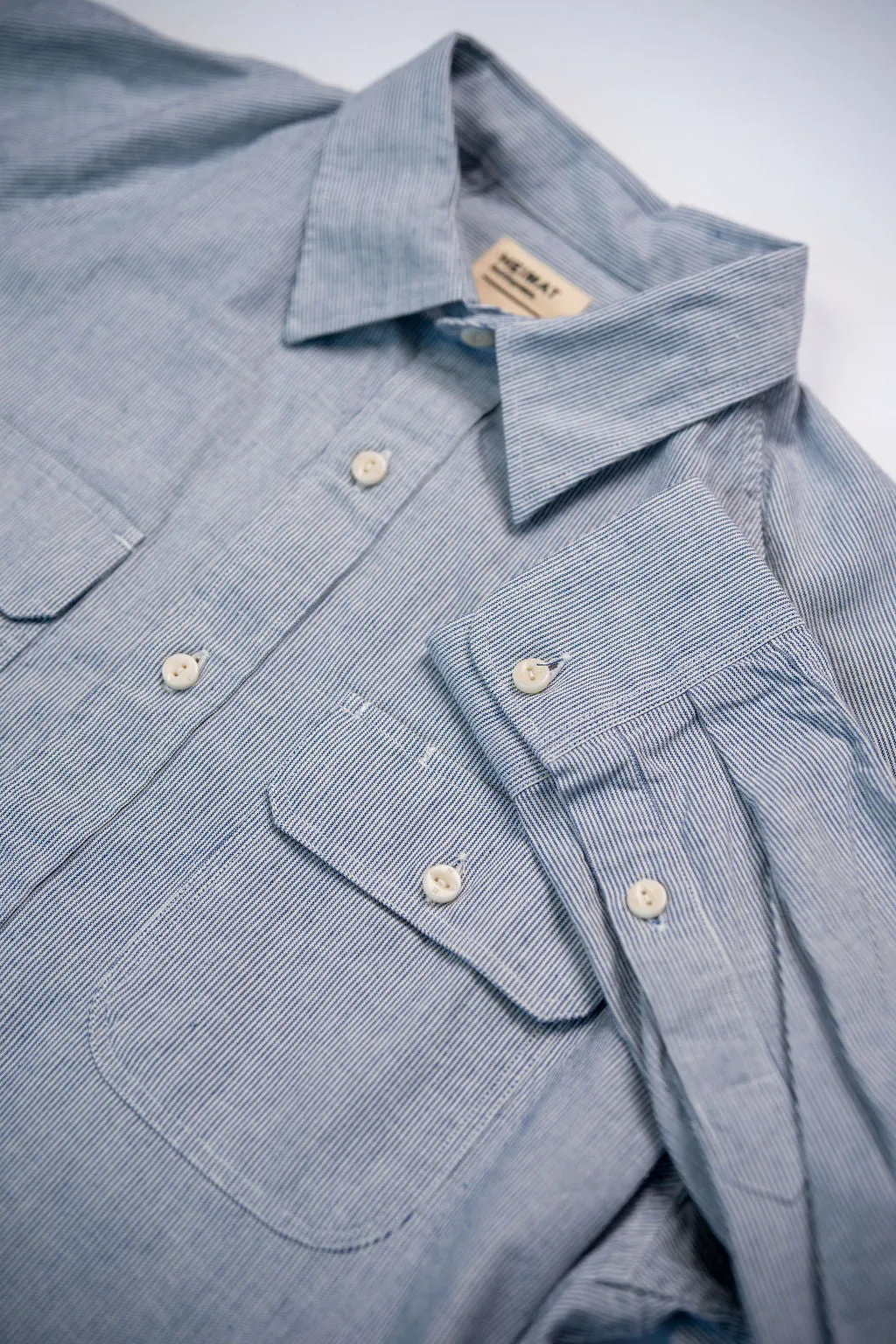 Heimat Textil Work Shirt - Ink/Seashell Pinstripe