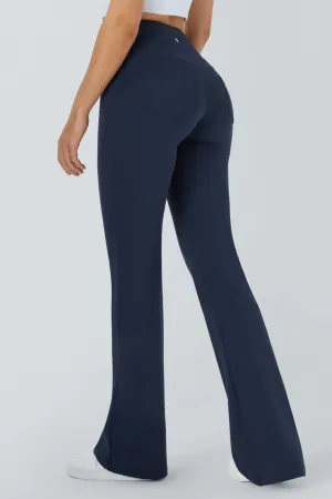 High-Waisted Flare Yoga Leggings- Navy