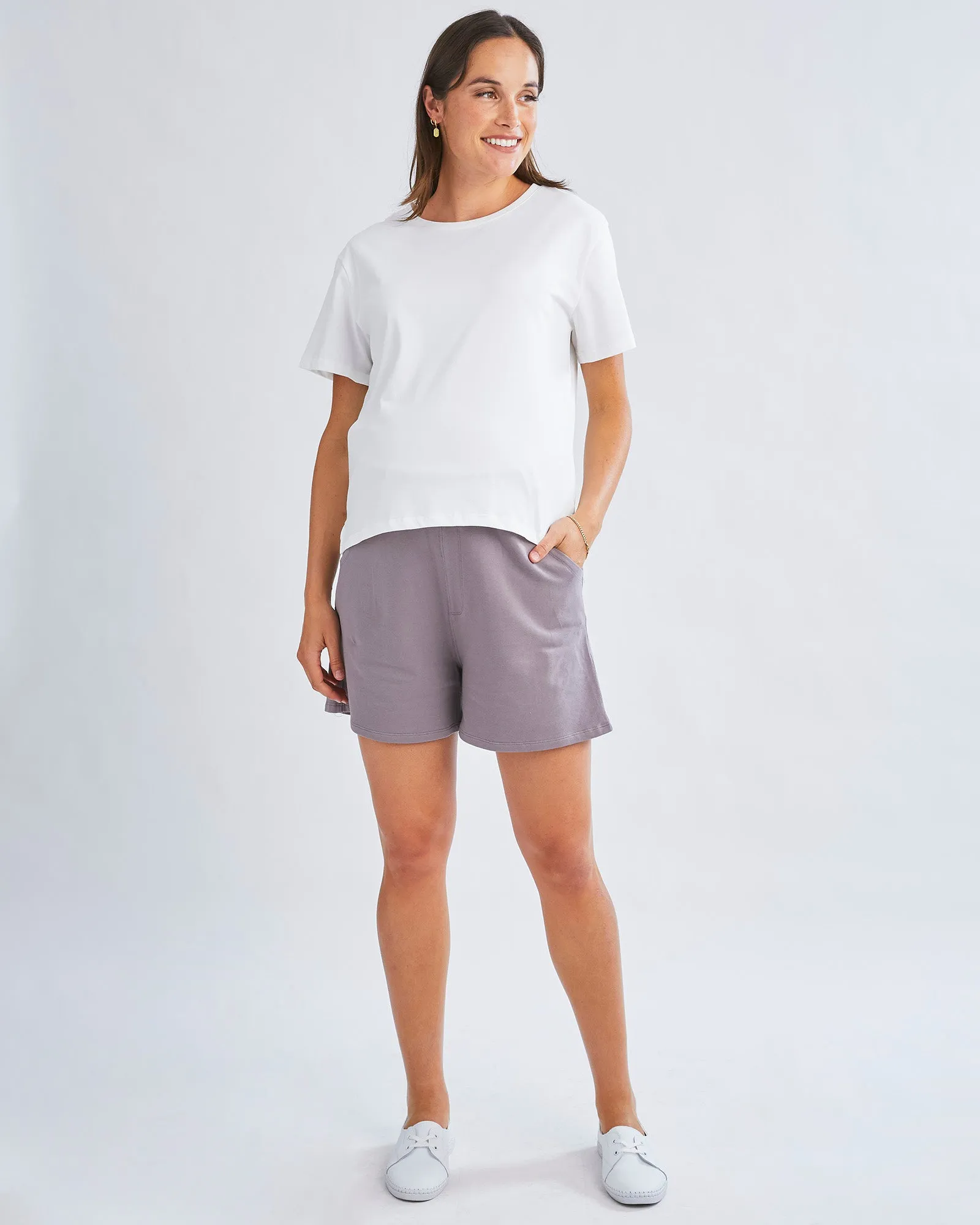 Josie Maternity Tracksuit Shorts In Grey