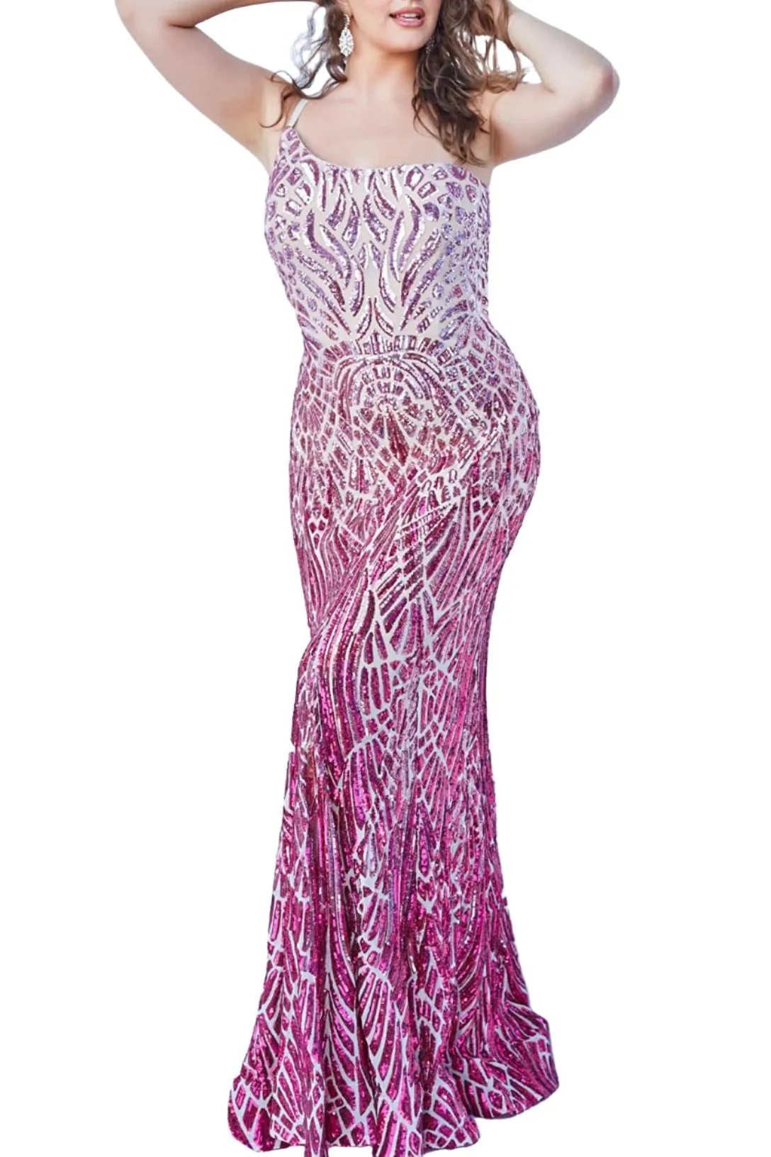 Jovani one shoulder bodycon embellished Sequin gown