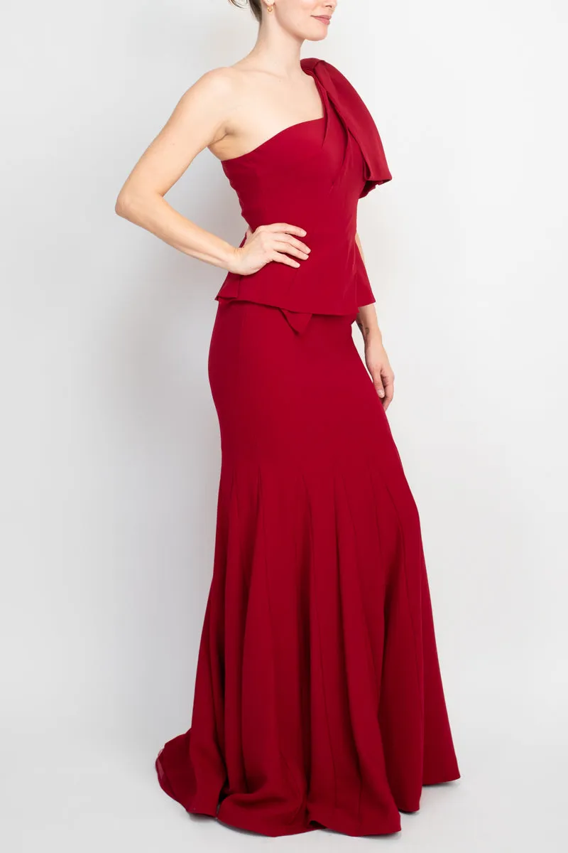 Jovani one shoulder mermaid trumpet crepe gown