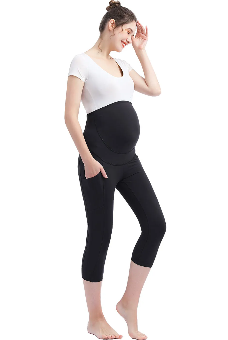 Kimi   Kai Maternity "Gwen" Belly Support Pocket Leggings ( 18.5" Inseam)