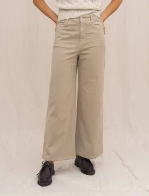 Laila Wide Fit Moleskin Trousers Greige