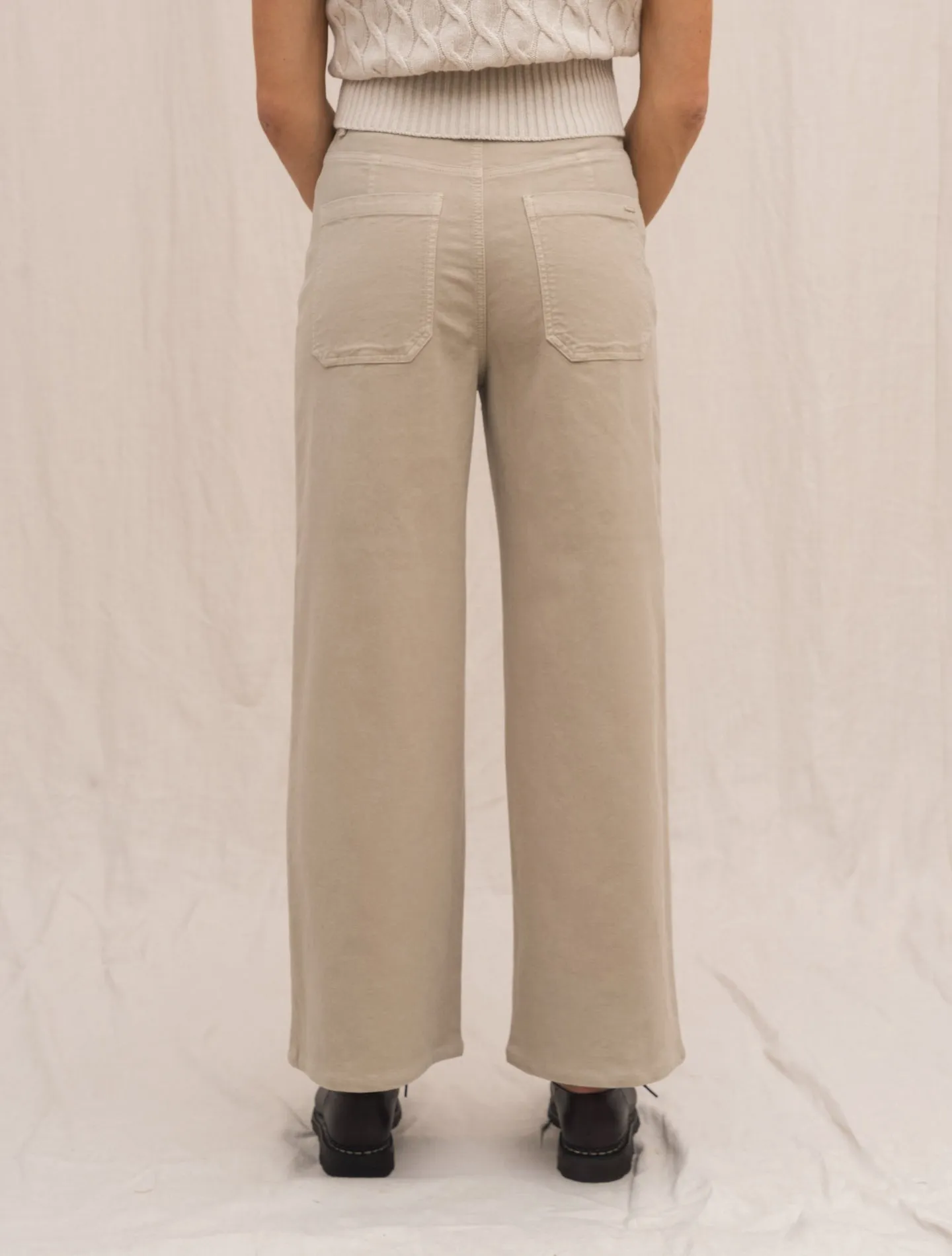 Laila Wide Fit Moleskin Trousers Greige