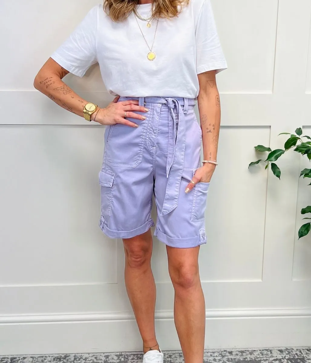 Lilac Long Cargo Shorts