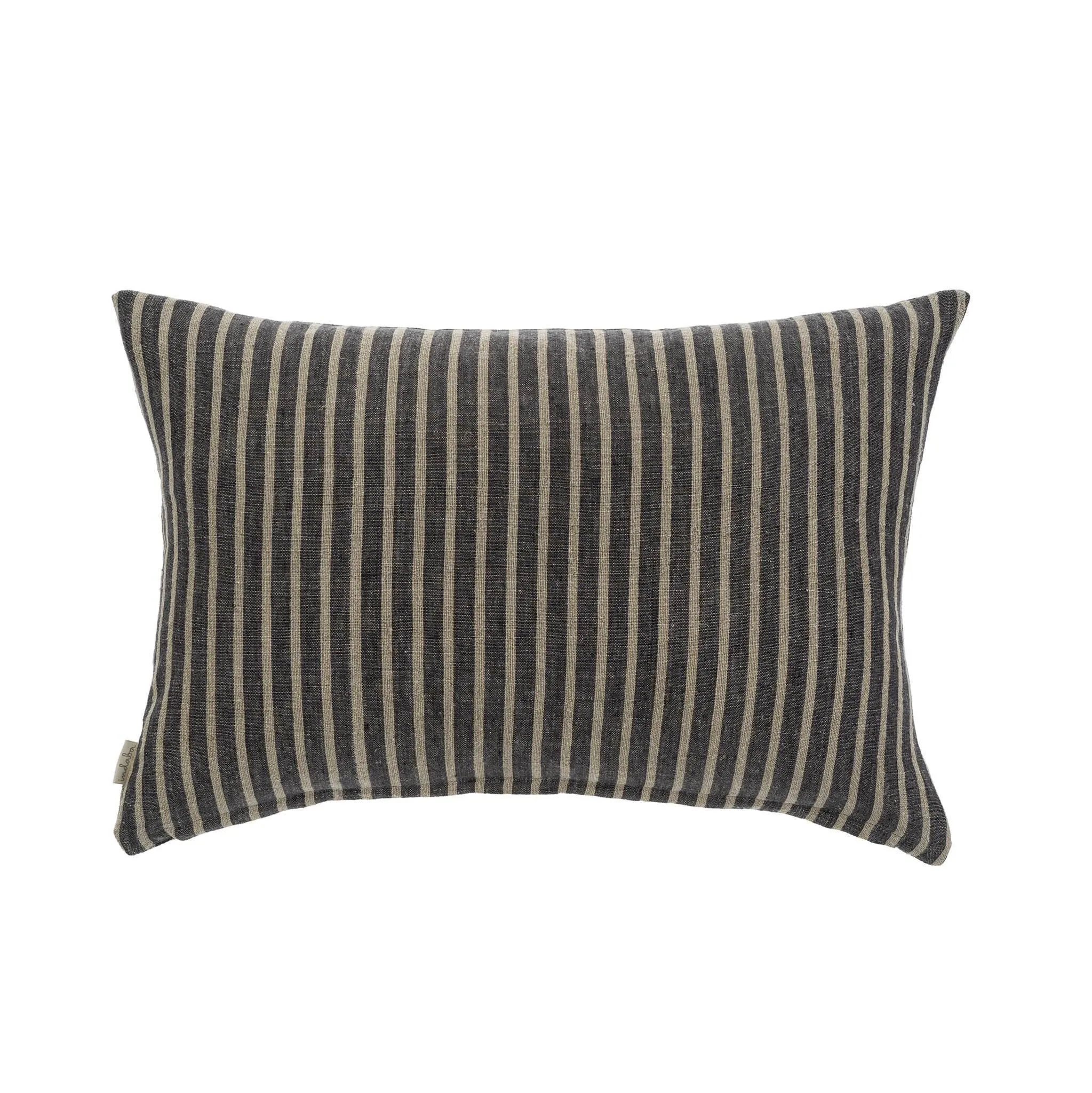 Lumbar Pinstripe Grey Linen Pillow