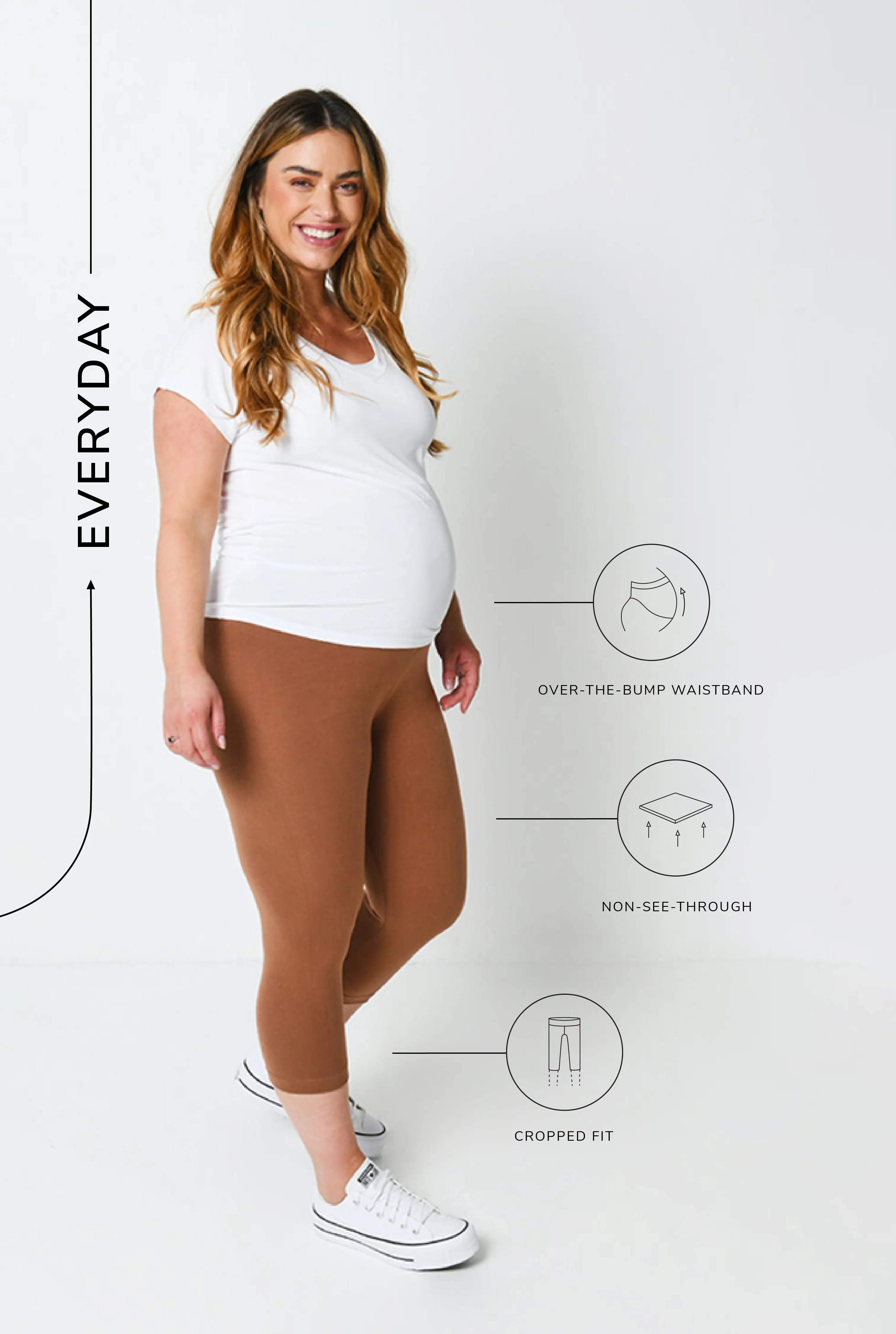 Maternity Everyday Cropped Leggings - Mocha Brown