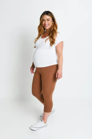 Maternity Everyday Cropped Leggings - Mocha Brown