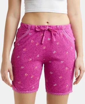 Micro Modal Cotton Relaxed Fit Printed Shorts with Side Pockets - Lavender Scent Assorted Prints