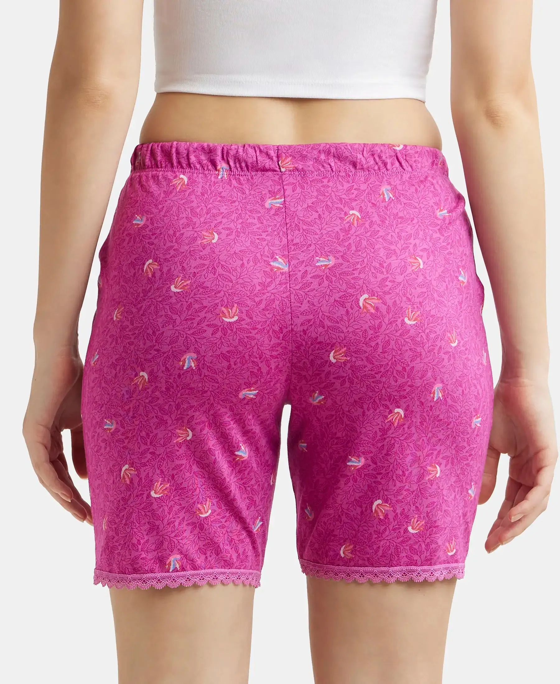 Micro Modal Cotton Relaxed Fit Printed Shorts with Side Pockets - Lavender Scent Assorted Prints