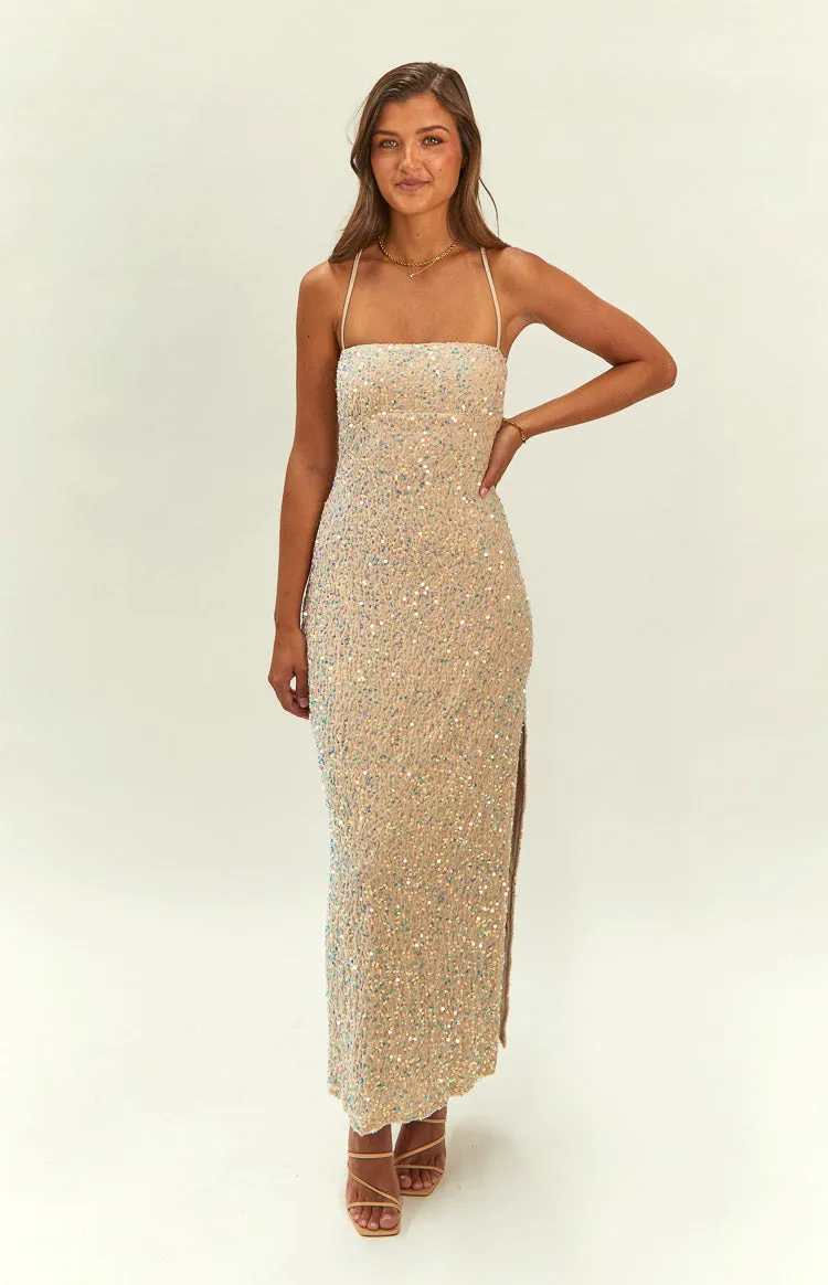 Miranda Gold Velvet Formal Maxi Dress