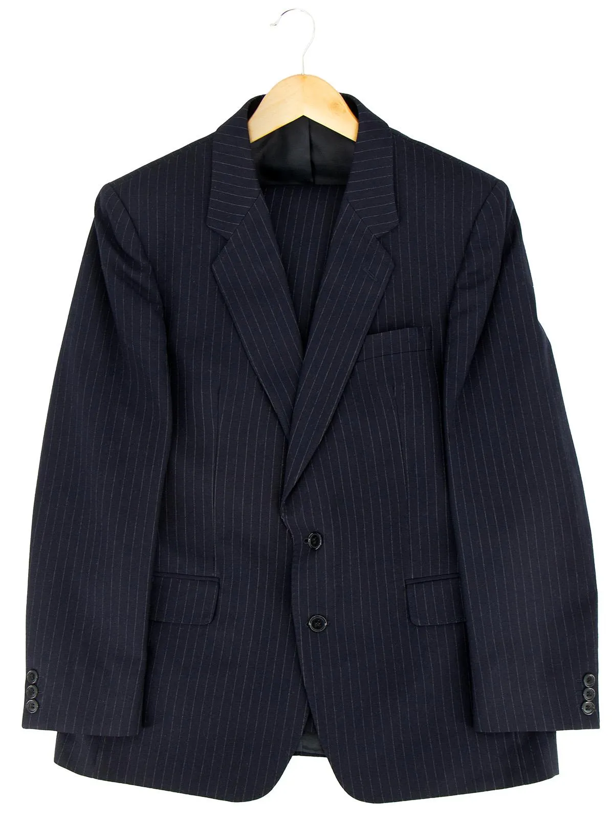 Navy Blue Pure Wool Vintage Pinstripe Suit