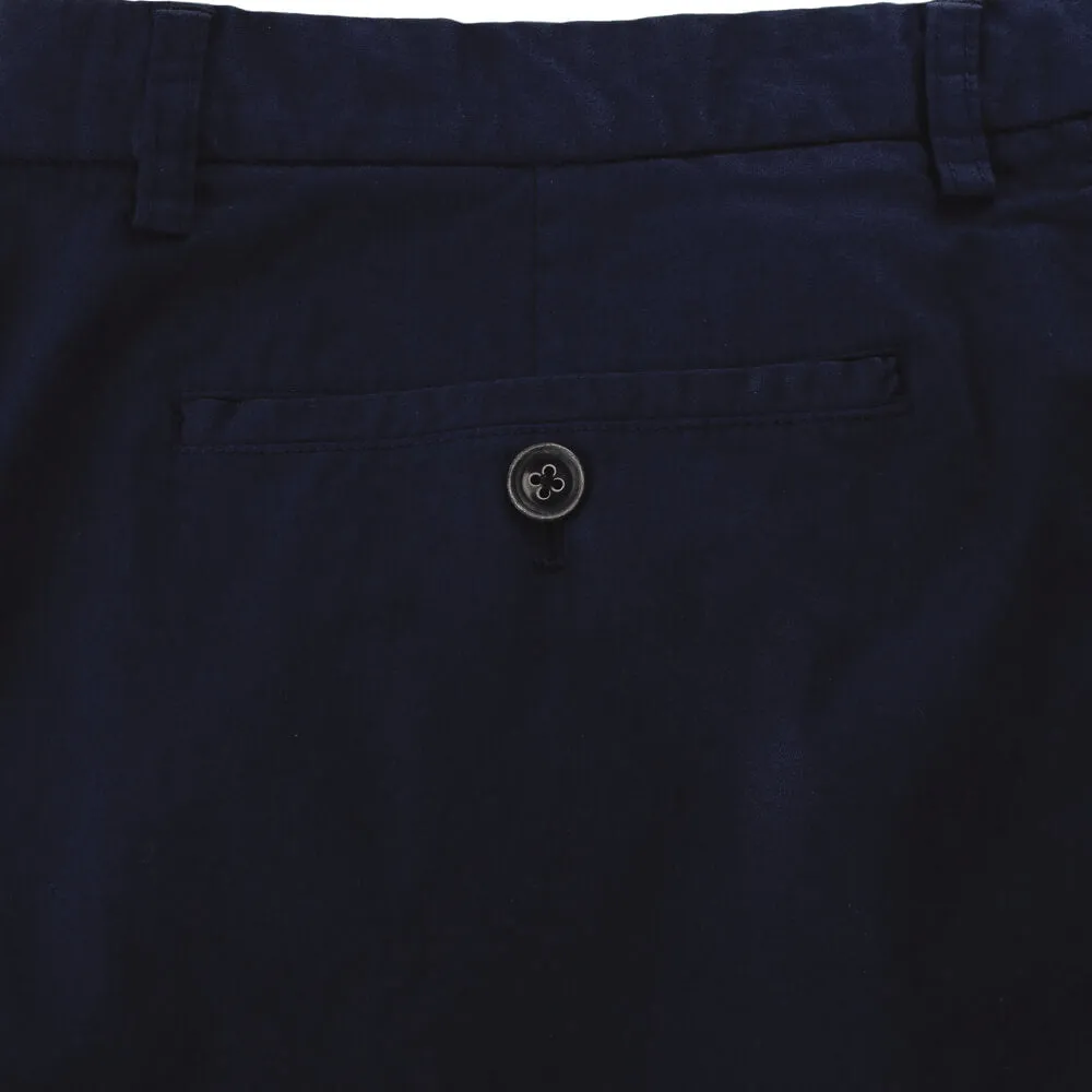 Navy Garment Dyed Cotton Trousers