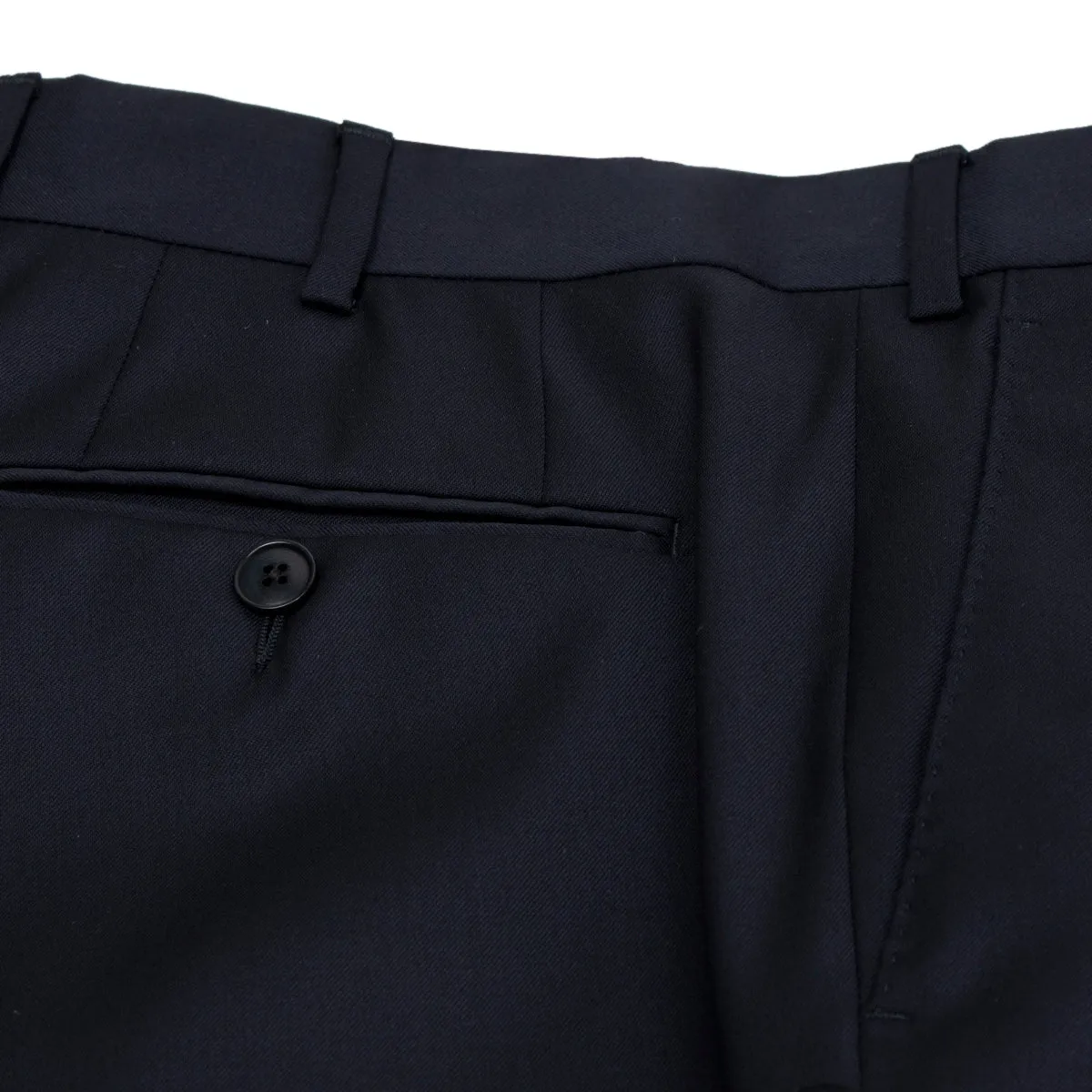 Navy Wool Loro Piana Super 130's Regular Fit Trousers