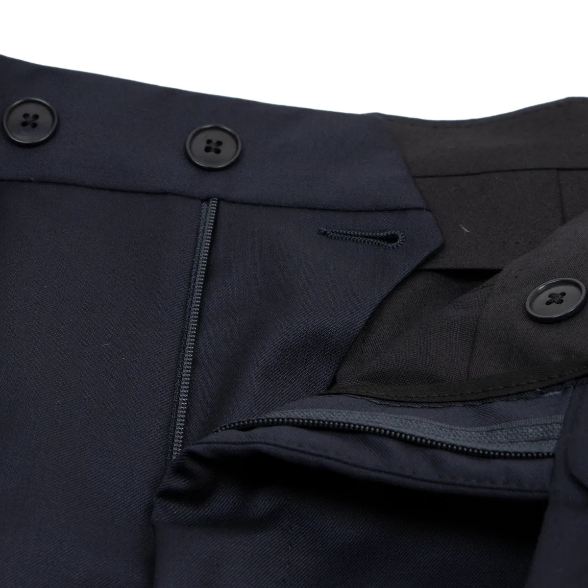 Navy Wool Loro Piana Super 130's Regular Fit Trousers