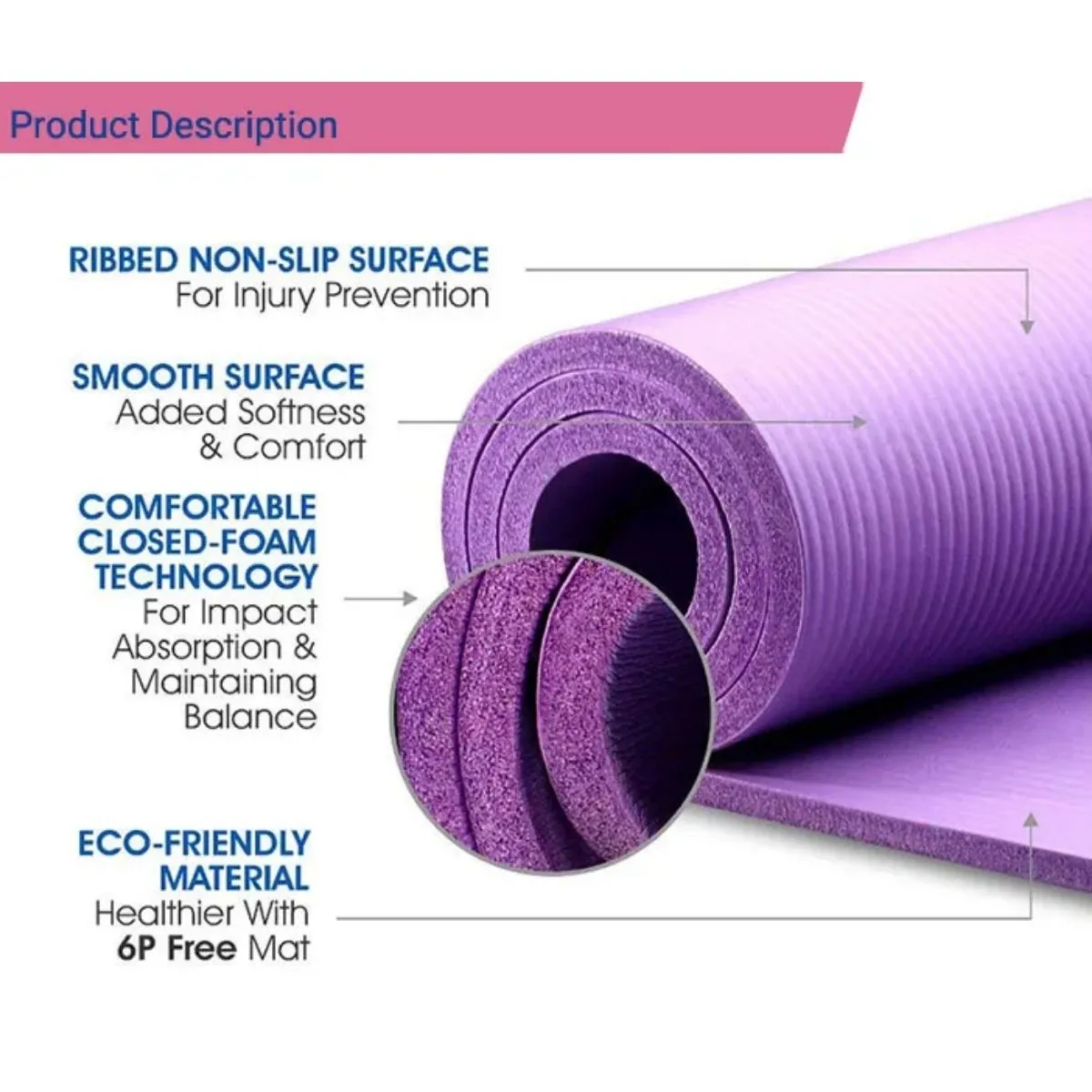 NBR Yoga Mat (Assorted Color)