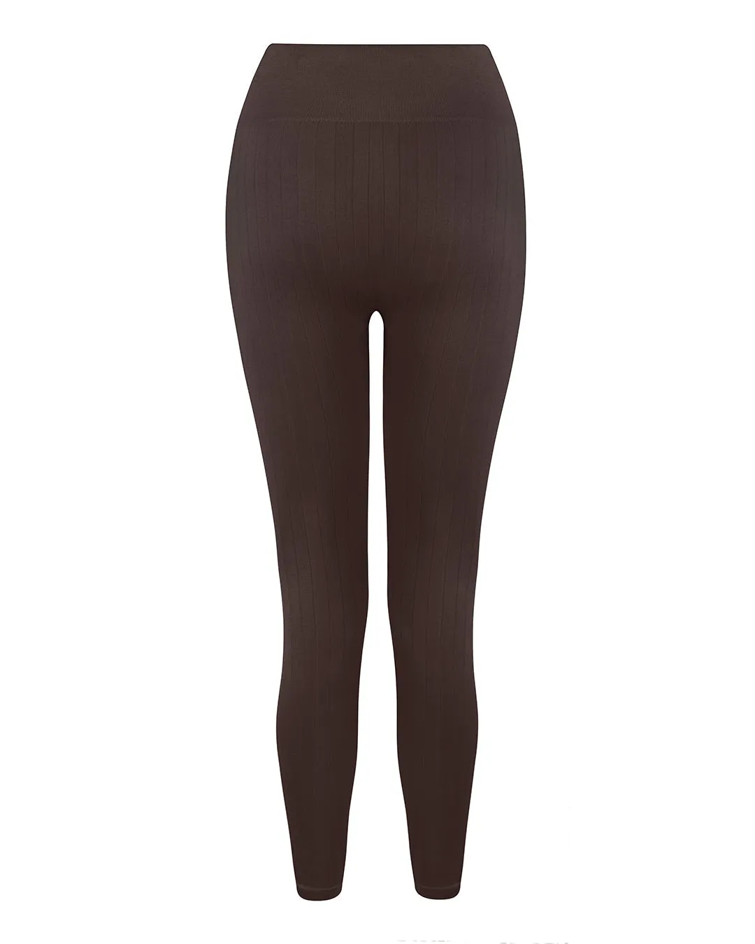 NOURISH Flat Ribbbed Leggings | Chocolate Brown