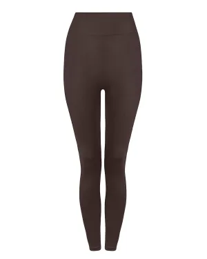 NOURISH Flat Ribbbed Leggings | Chocolate Brown