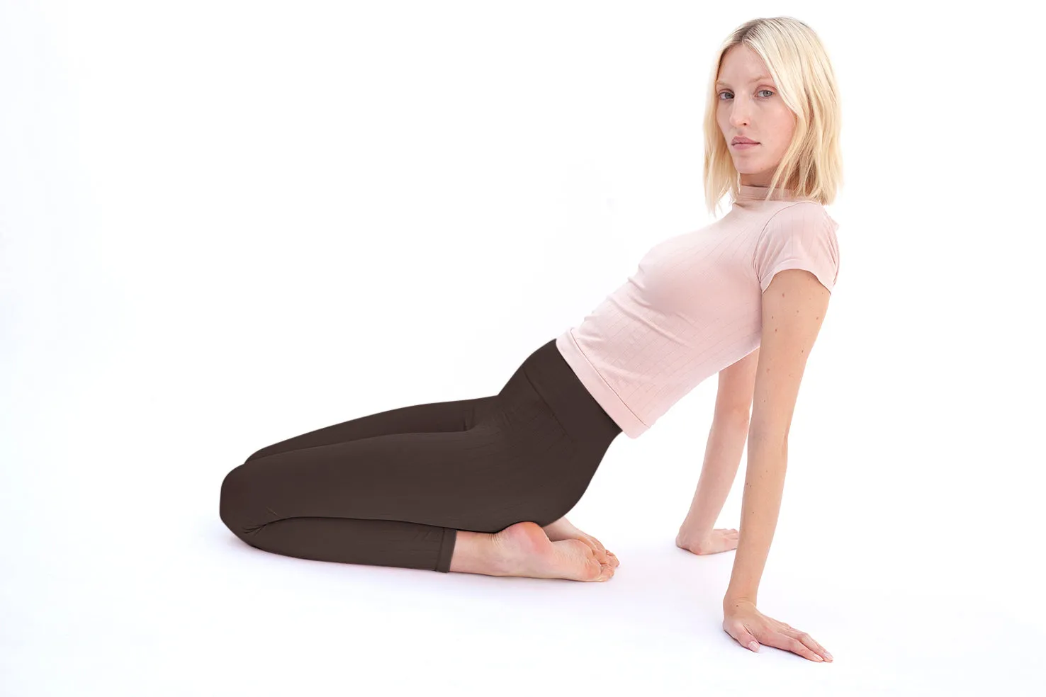 NOURISH Flat Ribbbed Leggings | Chocolate Brown