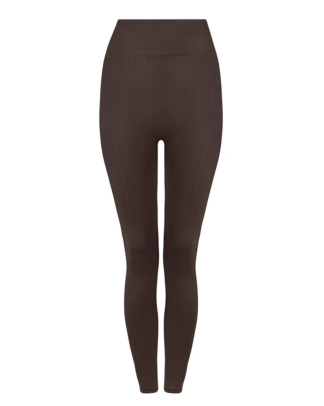 NOURISH Flat Ribbbed Leggings | Chocolate Brown