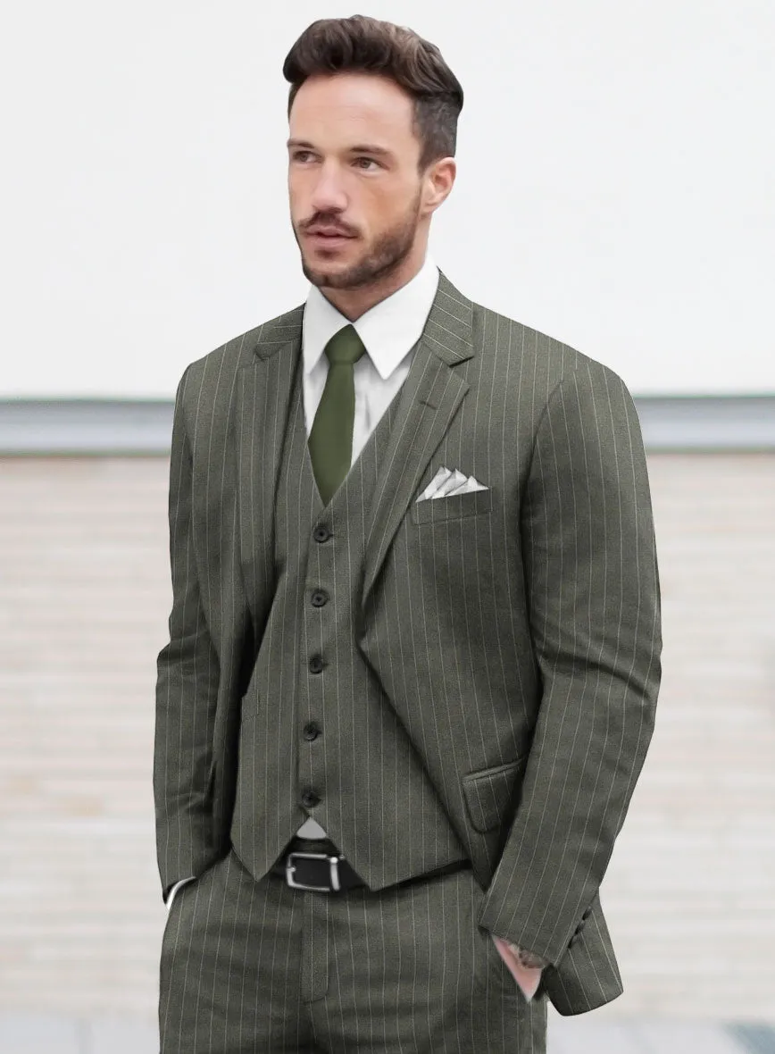 Olive Green Pinstripe Suit