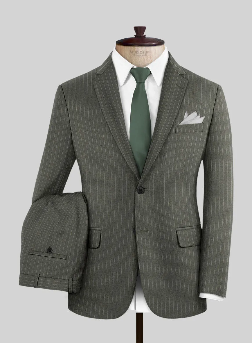 Olive Green Pinstripe Suit