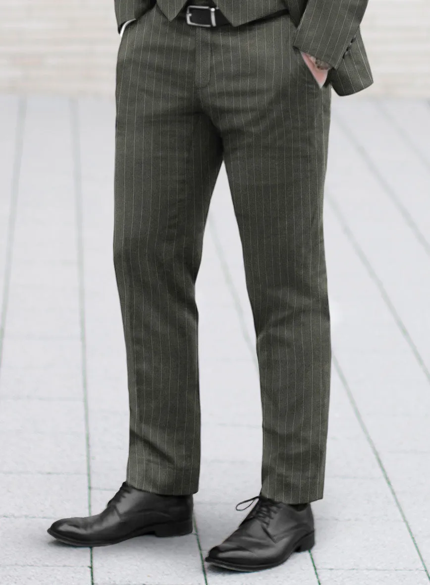 Olive Green Pinstripe Suit